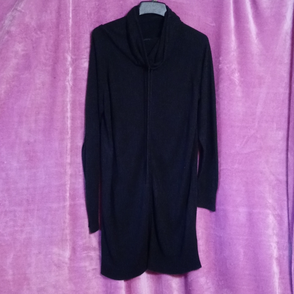 Cozy & Soft Cowl-neck Black Sweater Mini-Dress 1X